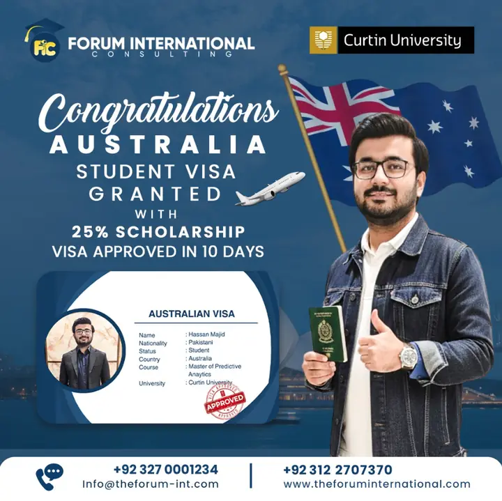 Forum International post: Hassan Majid's Australia student visa, Curtin University